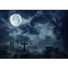 Halloween Horror Full Moon Night Grave Photography Studio Prop Backdrop 7x5 Ft