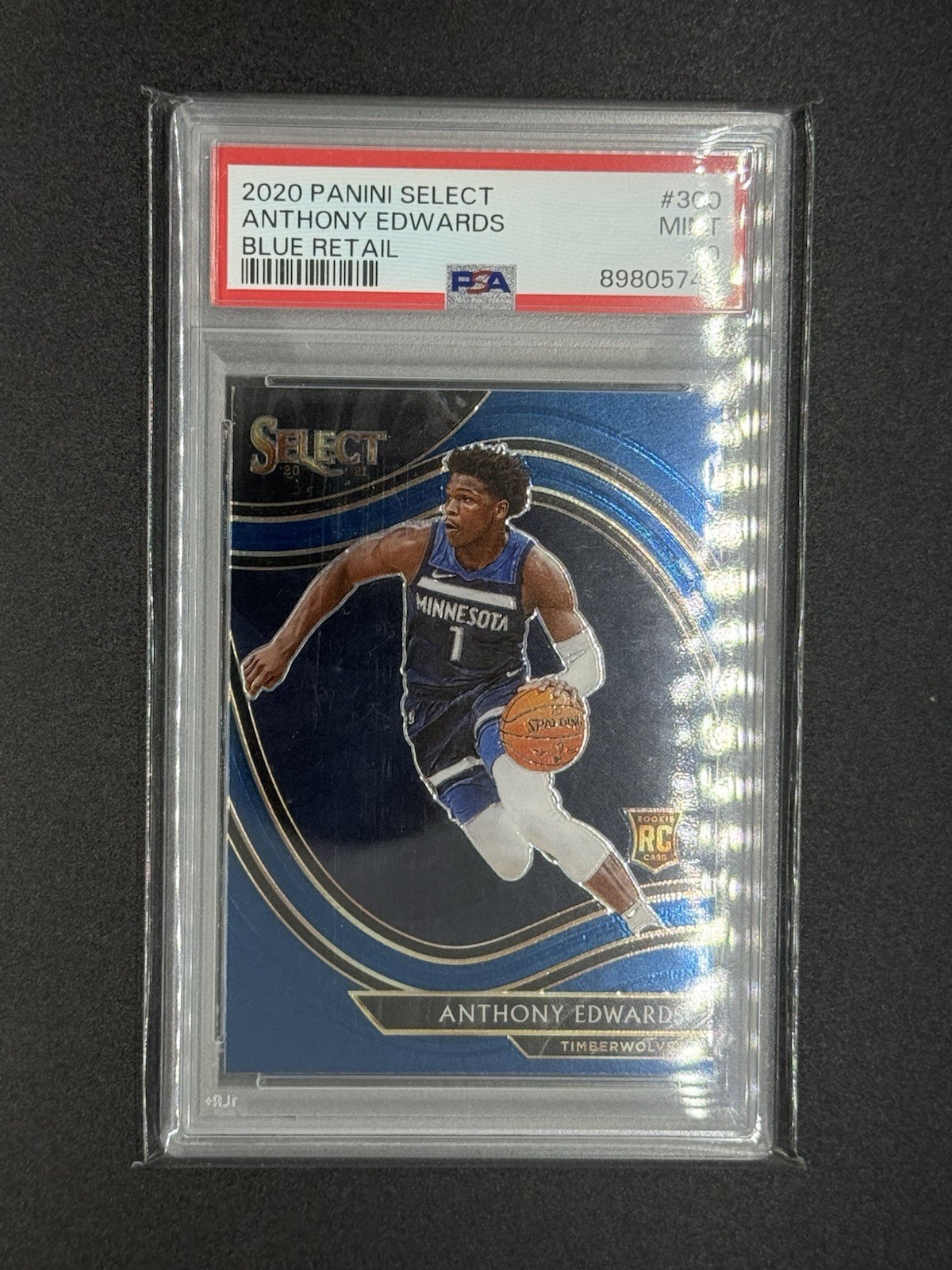 2020 Panini Select Anthony Edwards RC Blue Retail PSA 9 #300 Courtside