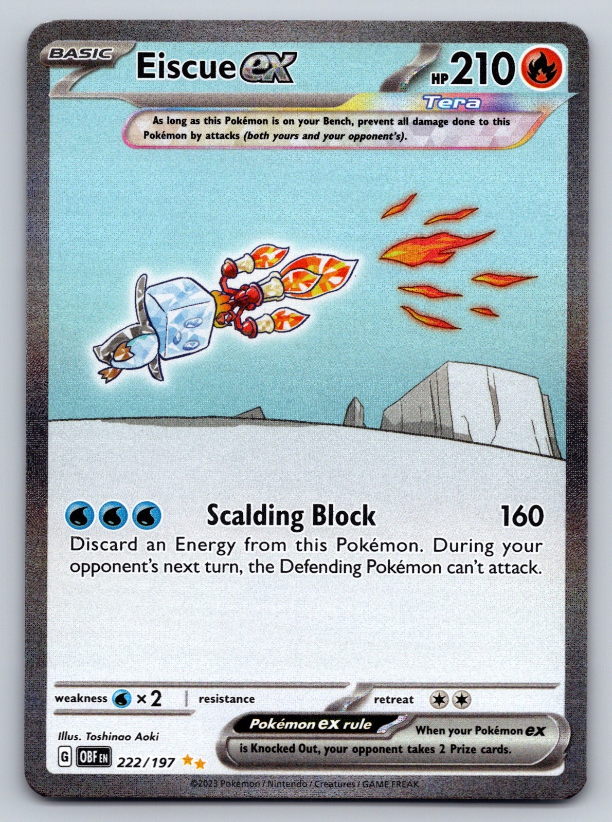 Eiscue ex 222/197 Special Illustration Rare Obsidian Flames Pokemon Holo NM