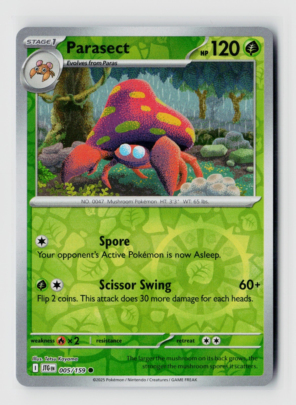 Parasect Reverse Holo Common SV09: Journey Together 005/159 NM