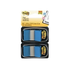 Image of Post-it Index Tabs 1 Inch BLUE 2 Packs of 50 - 100 Tabs Total