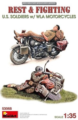 MiniArt 53068 Rest & Fighting US Soldiers with WLA Motorcycles 1/35 Scale Kit