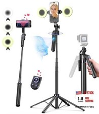 71  Auto Face Tracking Tripod for iPhone with Light,360  Rotating Phone Black