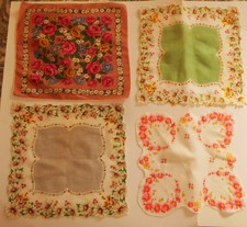 4 Vintage Hankies Women's Handkerchiefs VGC No Holes Or Stains Lot 7