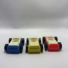 Vintage Fisher Price Little People Parking Garage Car Lot White Top Set of 3