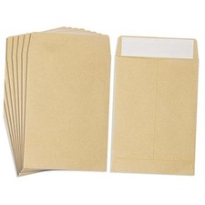 100 Pack Coin Envelope 3.23" 4.53",Brown Small Envelopes,Fully sealed Kraft
