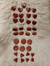 Vintage Lot Of 29 Large Beautiful Macram  Ceramic Pottery Beads Handmade Glazed