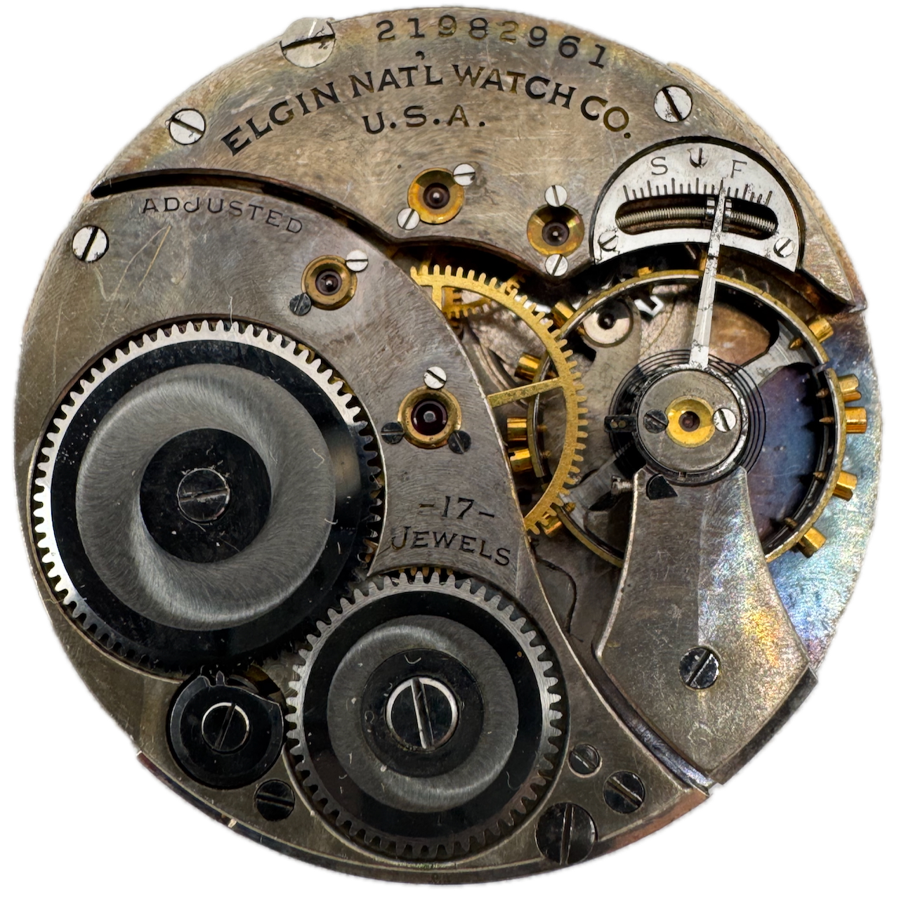 Antique 12s 1919 Elgin 17 Jewel Mechanical Pocket Watch Movement 384 USA