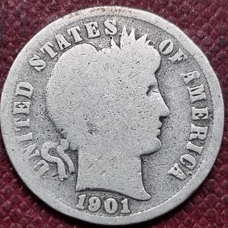 1901 S Barber Dime 10c Circulated Key Date #103058