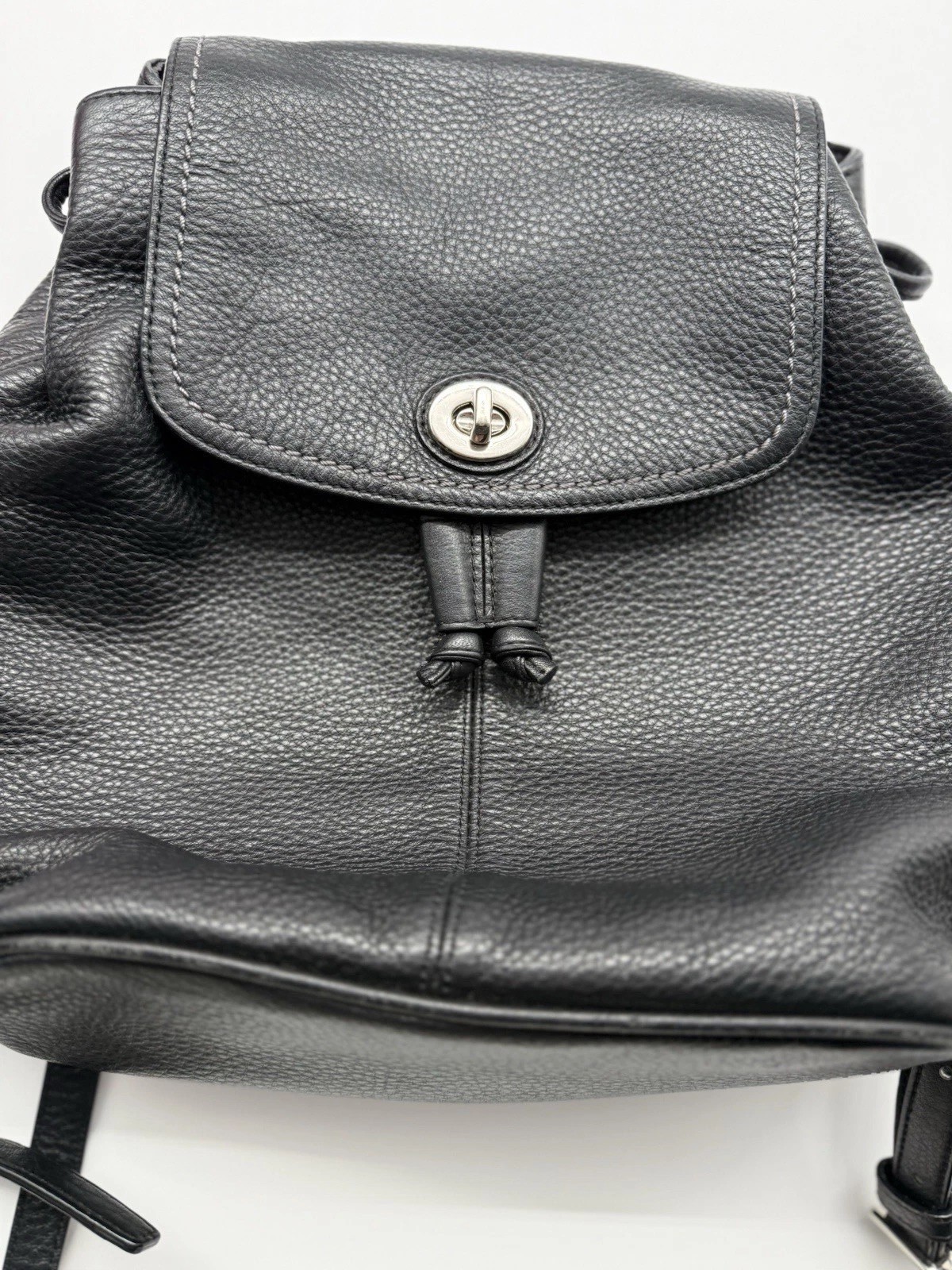 COACH Black PebbledLeather Drawstring ParkTurnloc… - image 2