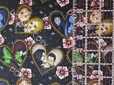 Custom 100% Cotton Woven Fabric Couples Horror Movies By The 1/4 Yard 9x56