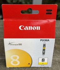 Genuine Canon Pixma Ink Tank Cartridge Yellow CLI-8Y ChromaLife 100 OEM