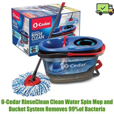 O-Cedar RinseClean Clean Water Spin Mop and Bucket System Removes 99%of Bacteria