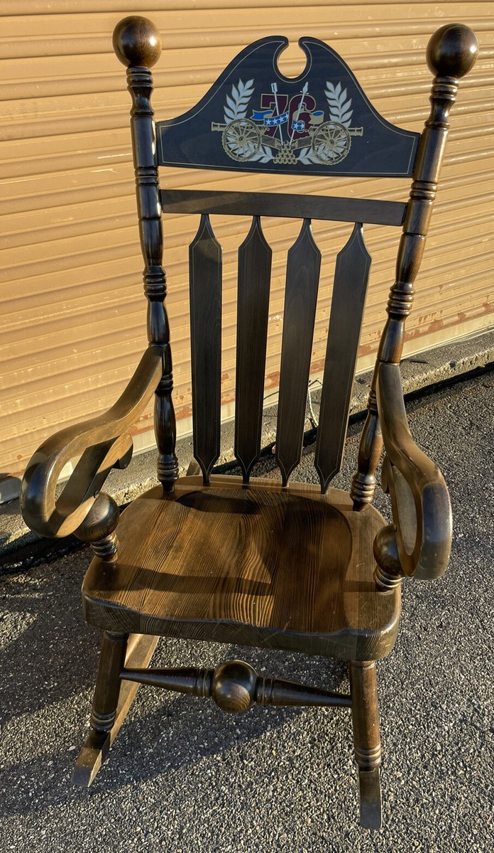 Large Wood Rocking Chair # 76 Flanked By Cannon - Motifs