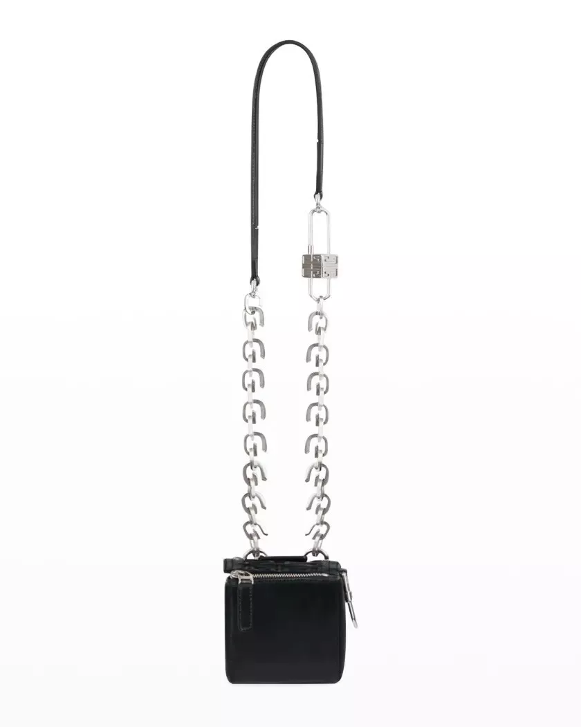 Sold Out! GIVENCHY Mini Pandora Cube Pouch in Shiny Leather Black