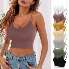 US Women Sexy Crop Tops Tube Top Beauty Back Cami Seamless Sports Bra Tank Top