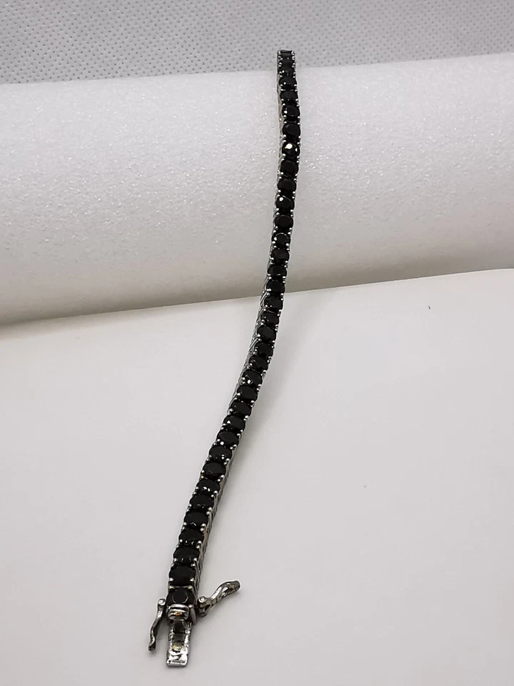 Zeitlose Schöne Schwarze Spinell Edelstein Armband Silber 925 - Bild 3 von 4