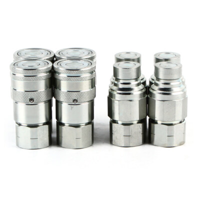 For Kubota 4 Sets 1/2'' NPT Skid Steer Flat Face Hydraulic Quick Connect Couplers