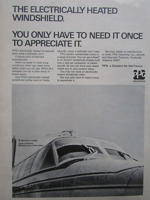 9/1972 PUB PPG INDUSTRIES ELEKTRISCH BEHEIZTE WINDSCHUTZSCHEIBE NESA AIRCON ORIGINAL ANZEIGE