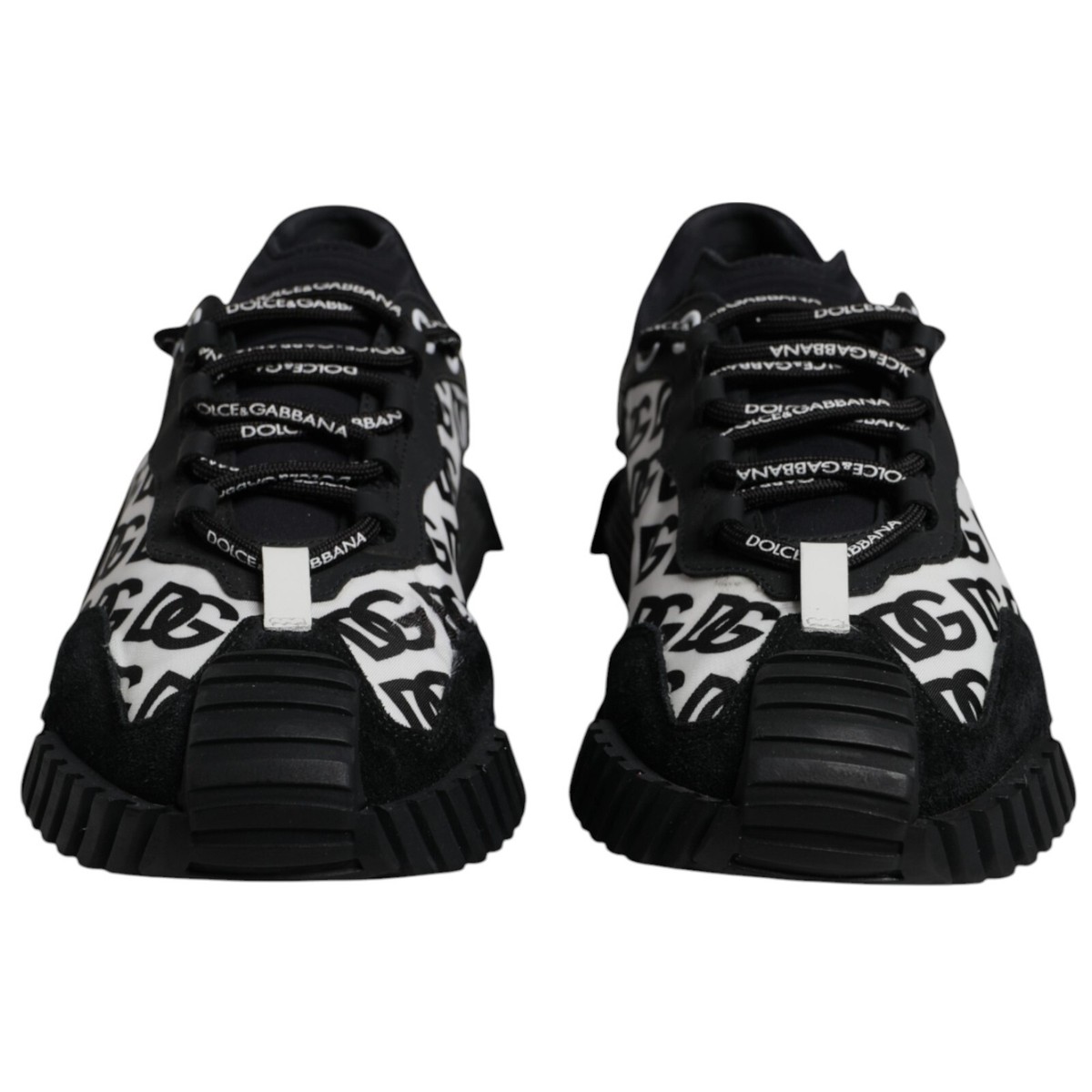 DOLCE & GABBANA Shoes Black Logo Lace Up Low Top NS1 Sneakers EU44
