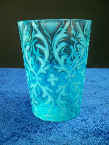 Northwood Opalescent Glass Blue Spanish Lace Tumbler Victorian Antique