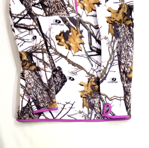Mossy Oak Fleece Camo Mo Snow Jacket Women's 1/4 Zip Thumb Holes Mock Neck L - Picture 2 of 11