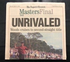 Tiger Woods 2002 Champion Masters Final Newspaper Augusta Chronicle Mint Ebay