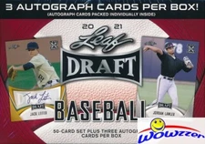 2021 Leaf Draft Baseball Factory Sealed HOBBY Blaster Box-3 AUTOS+50 Card RC SET