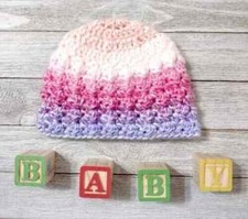 crochet handmade baby hat newborn 0/3 months sweetheart purple pink new