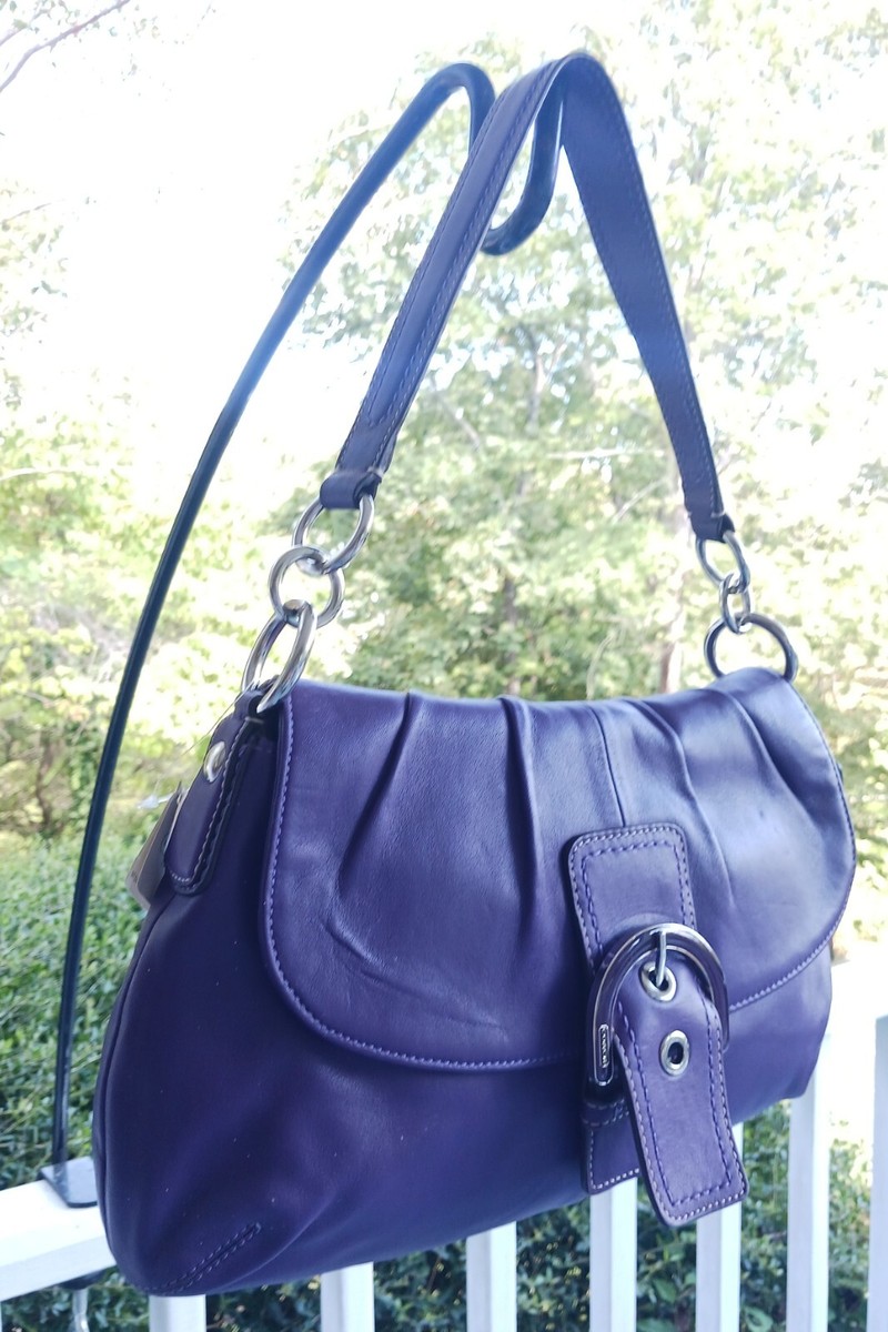 Coach F17217 Vintage Purple Pleated Soho Leather w/Buckle Shoulder