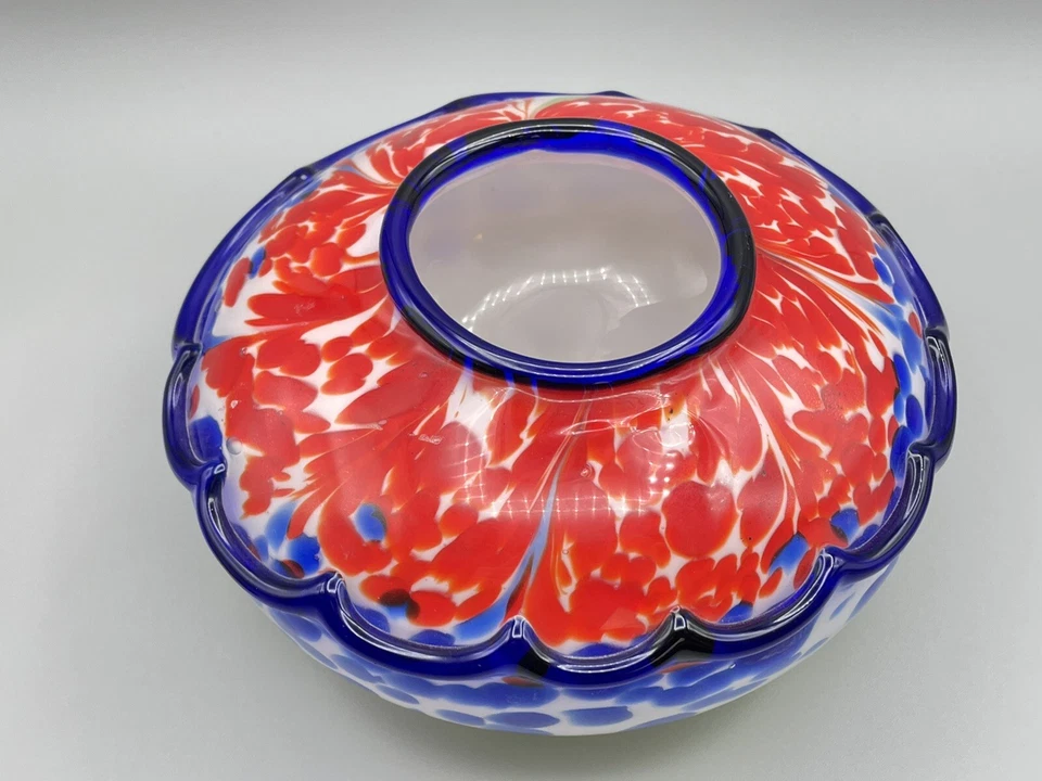 Art Glass Vase Bright colorful Blown Glass Red Blue Green Italian Design - Image 2 of 4