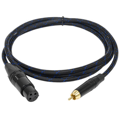 Premium 6 Foot Braided XLR Female to RCA Male Patch Cable Cord