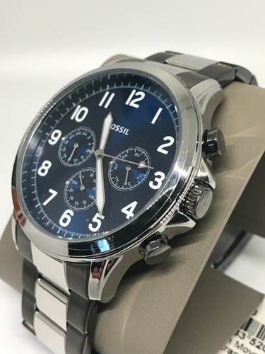 NEW AUTHENTIC FOSSIL YORKE SILVER BLUE 