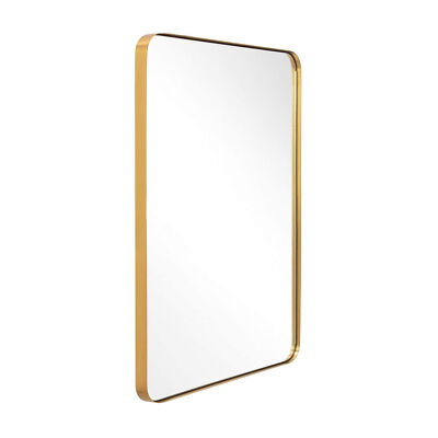 ANDY STAR Modern 22''x30'' Rectangular Hanging Bathroom Mirror, Brushed Gold(Used)