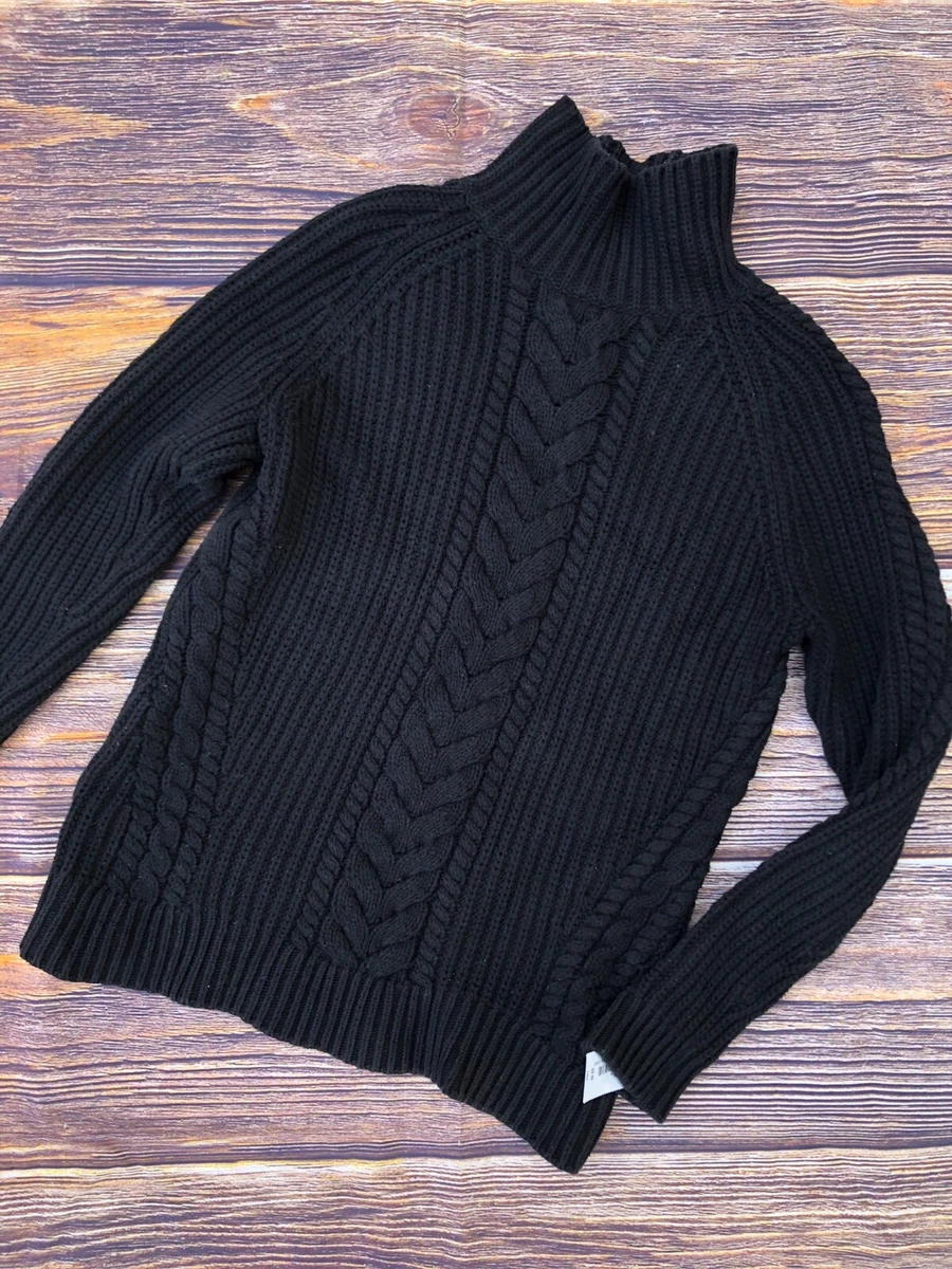 Womens 2 Lululemon Black Cotton Blend Cable Knit Sweater Pullover