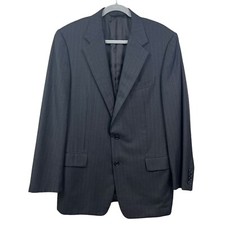 Hickey Freeman Collection Mark Shale Mens Blazer Suit Pinstripe Gray Blue 40Reg