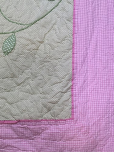 Edredón acolchado flores rosa gingham puntos blancos Pottery Barn Kids 84x95 - Imagen 3 de 8