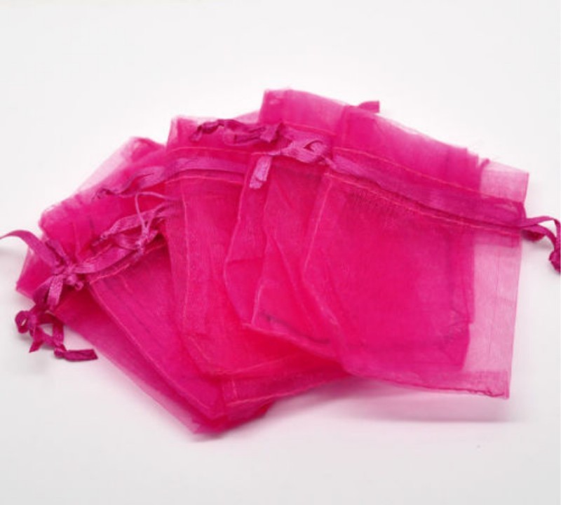 10 Bolsas De Organza Fucsia 9x12 Cm Para Confetti Bombonera Portariso