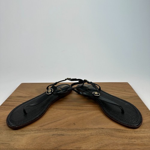 Nuevas sandalias de tanga Sam Edelman Gigi Signet de cuero negro con tiras para mujer talla 7,5 - Imagen 5 de 8