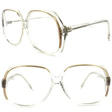 Oversized Transparent Frame Brown Accent Womens Bifocals 2.00 Reading Glasses