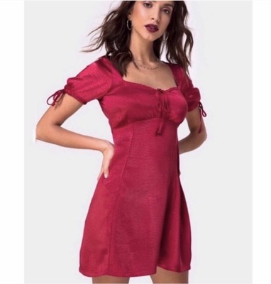 Motel Rocks Guenelle Satin Cherry Dress Retail