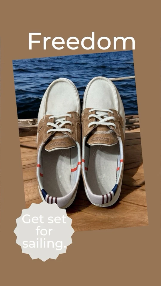 Zapato de barco textil para mujer Skechers Go Walk Lite blanco y cuero acento verano Foto 4 de 4