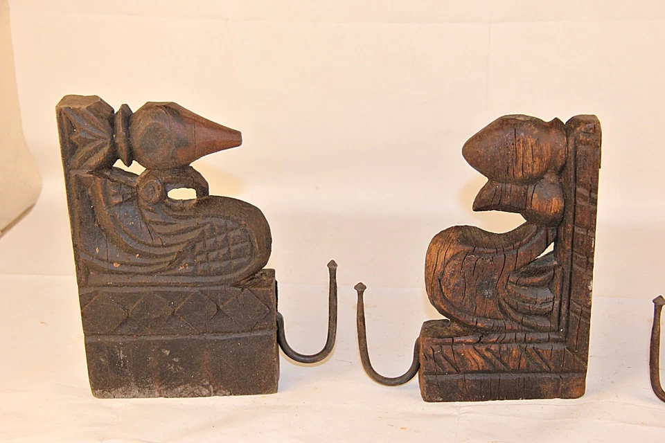 Juego de 3 piezas raro colgador de llaves vintage diseño único talla trabajo hermoso gancho de pared Foto 4 de 4