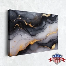 Black Gold Veins Wall Art, Canvas Print for Home Decor, Wall Decor Art Poster
