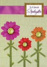Pink, Red and Orange Flowers: Stepdaughter - Designer Greetings Easter Card