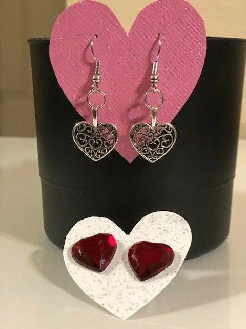 Red heart shaped earrings deals