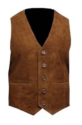 Mens Smooth Exclusive Goat Suede Leather Waistcoat Classic Vest XPSV213 |  eBay