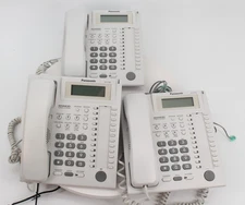 3x Panasonic KX-T7735 Office Phone White– Advanced Hybrid System LCD Display