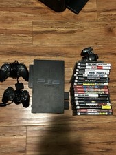 Sony PlayStation 2 PS2 Console Lot w/ 2 Wired Controllers & 14 games