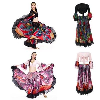 Bauchtanz Maxirock (25 Yards) im Tribal Zigeuner Stil, Halloween Tanzkostüm